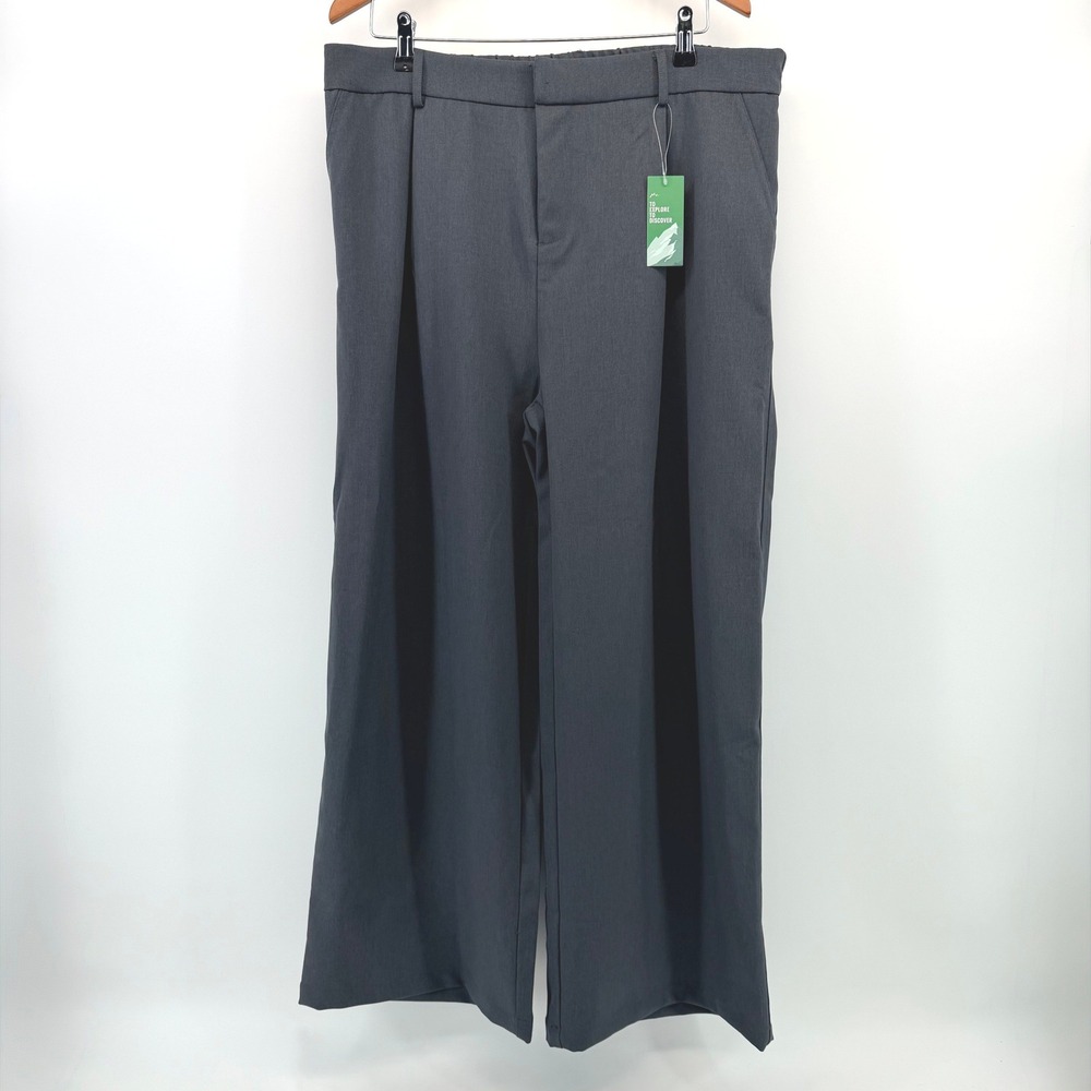 Willit Wide Leg Dress Pants XXL Gray 29 Elastic Back Trousers Work Slacks NWT